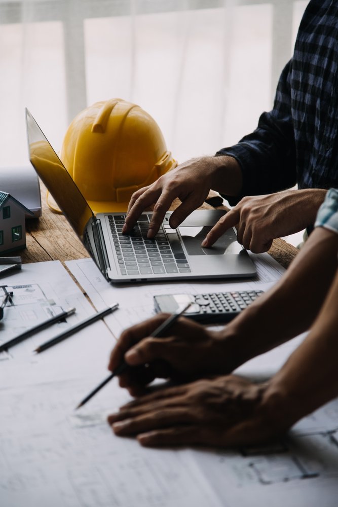 Construction,And,Structure,Concept,Of,Engineer,Working,Drawing,On,Blueprint